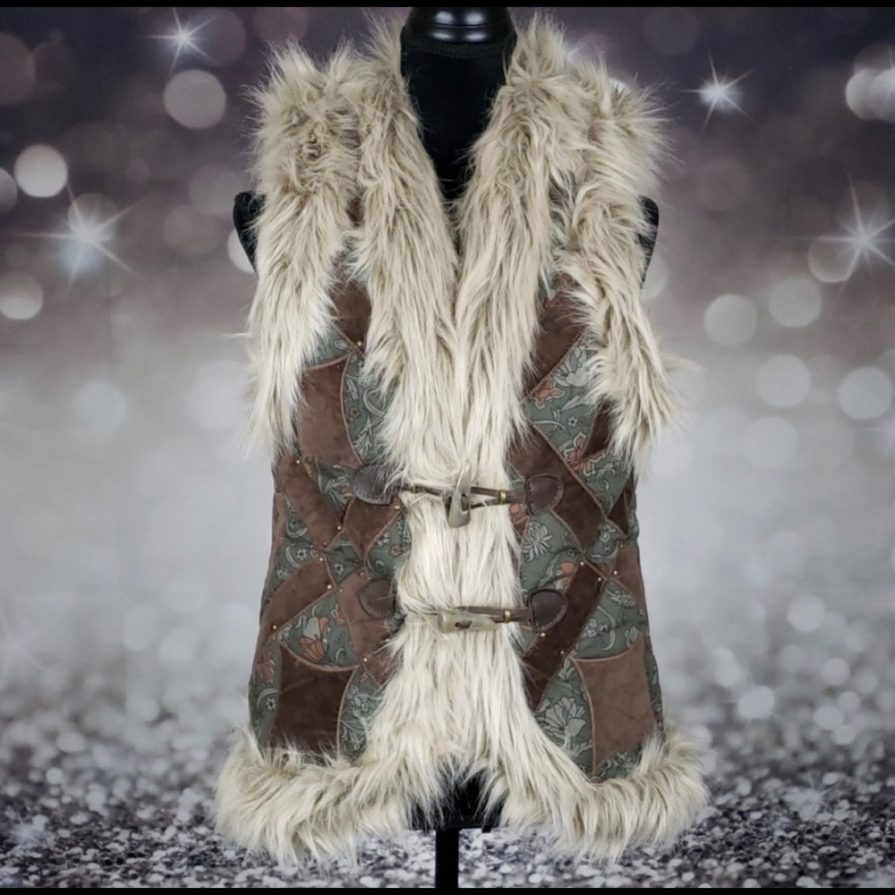 Free people Sterling Stud Faux Fur Vest